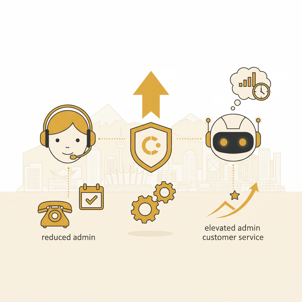 Illustration for the blog post: AI Chatbot vs. Receptionist: What's Best for Your Vancouver Business?